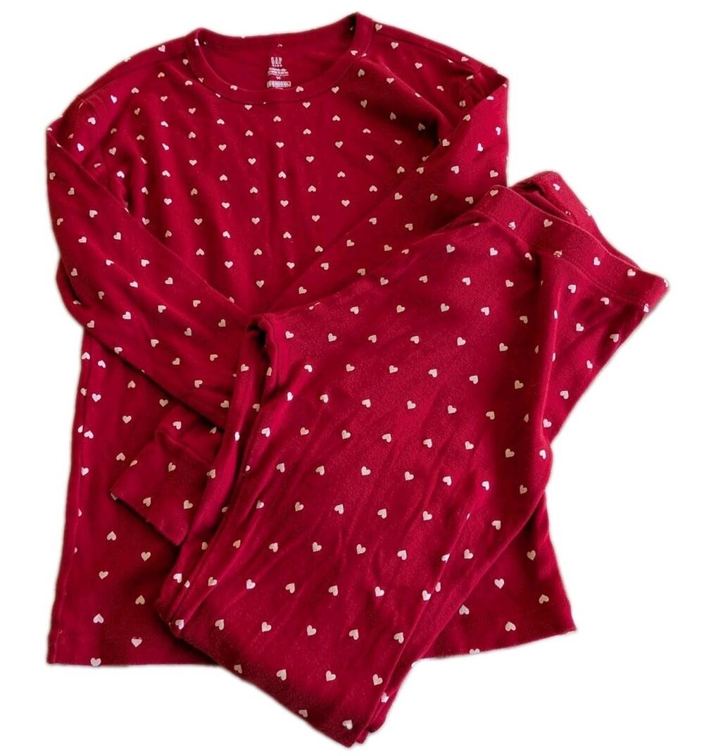 Gap Kids Girls Pajama Hearts Long Sleeve/ Pant 100% Organic Cotton Size 14